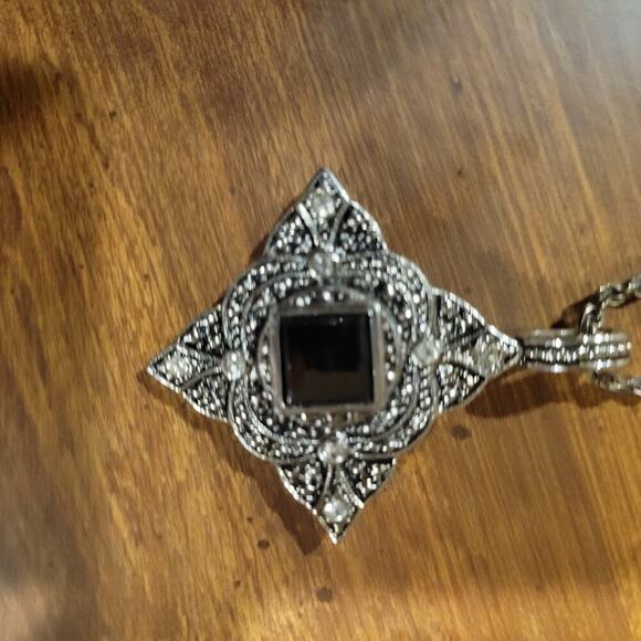 Vintage Sterling Silver With Marcasite Pendant - Picture 2 of 9